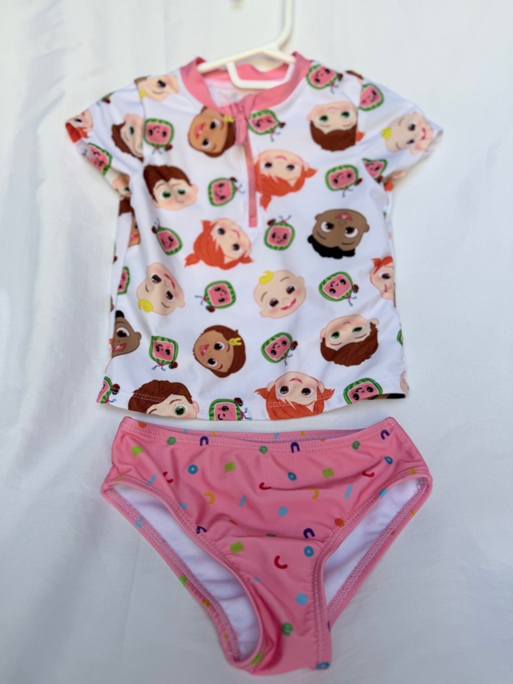 Pink Character Short-Sleeve Kids Rashguard Set